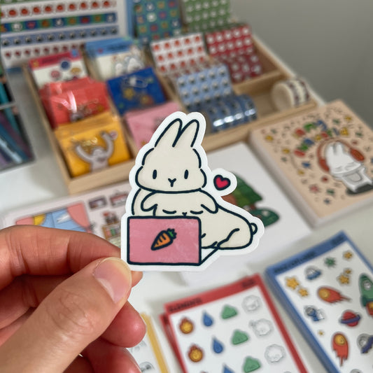Two Rabbits Watching CarrotFlix Sticker