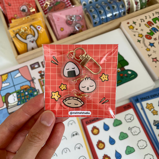 Dumpling Bao Onigiri Charm Keychain