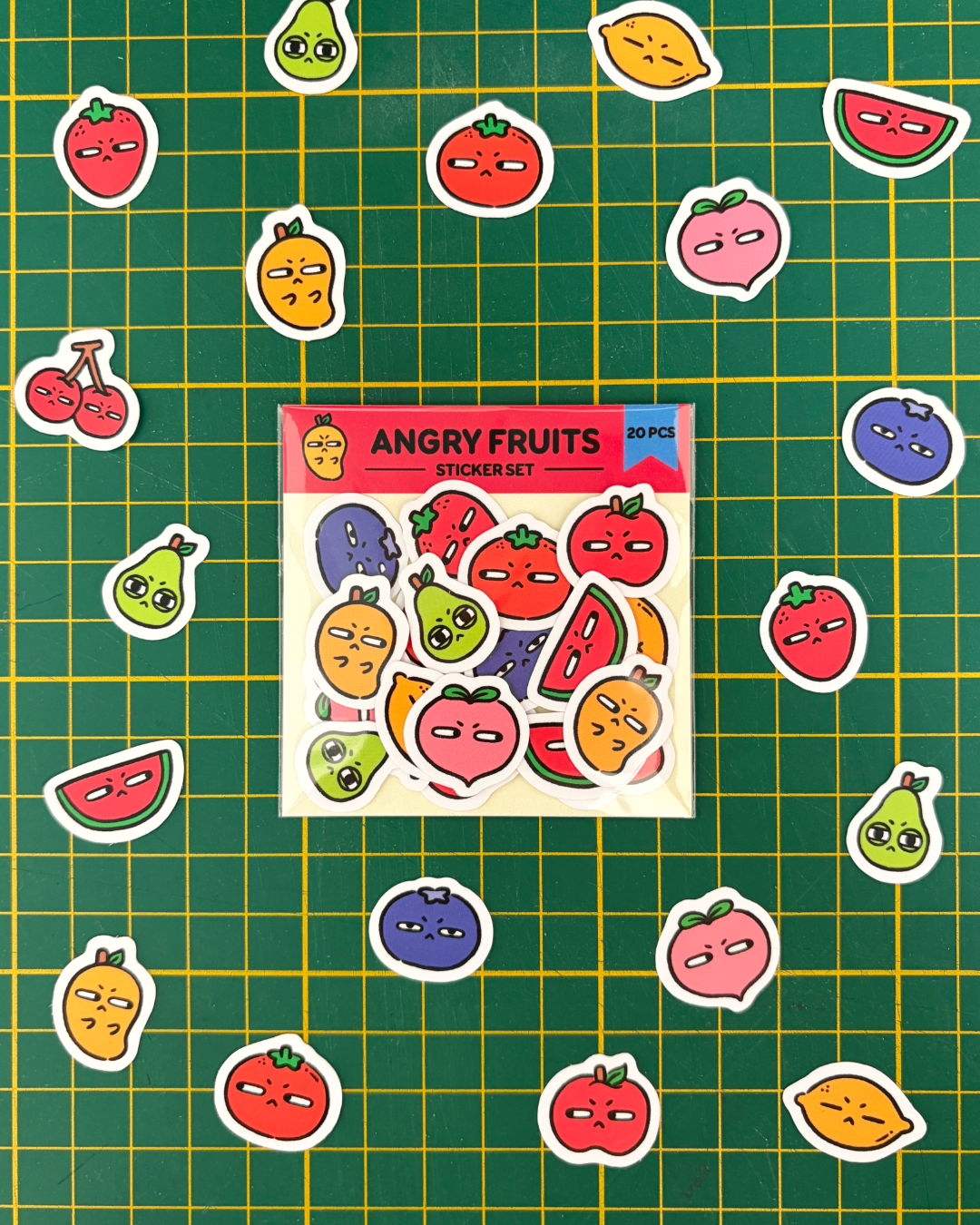 Angry Fruit Mini Sticker Set (20 pcs)