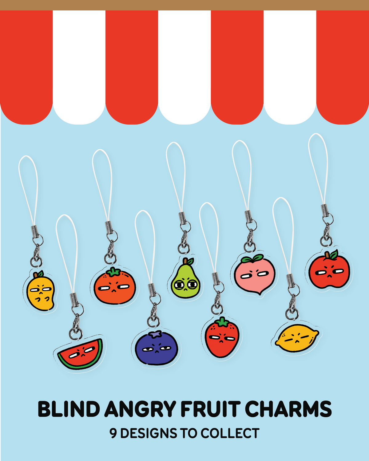 Angry Fruit Phone Charm (Mystery Item)