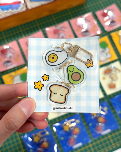 Egg Avo Toast Charm Keychain